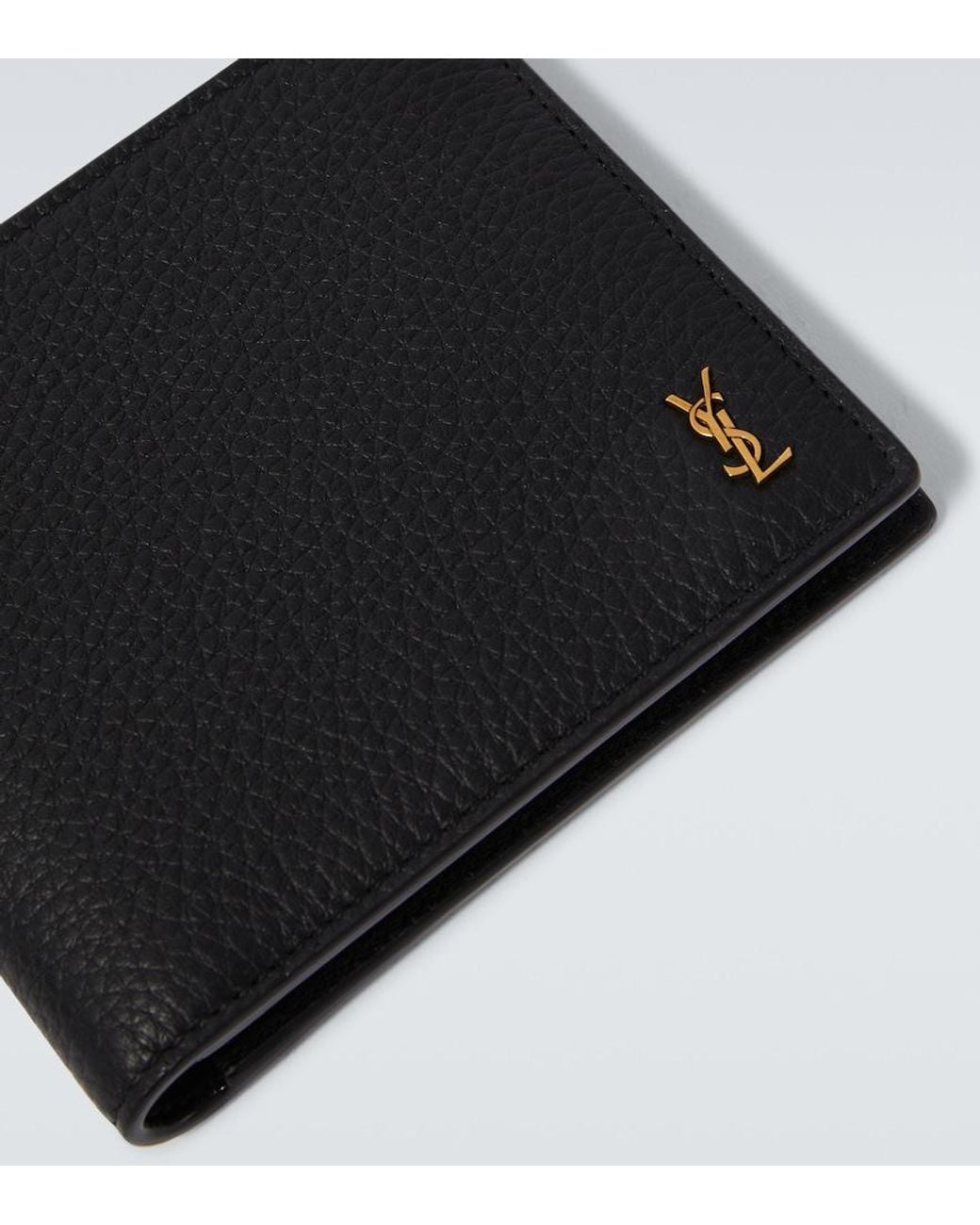 Saint Laurent Black Tiny Cassandre East/West Leather Wallet for men