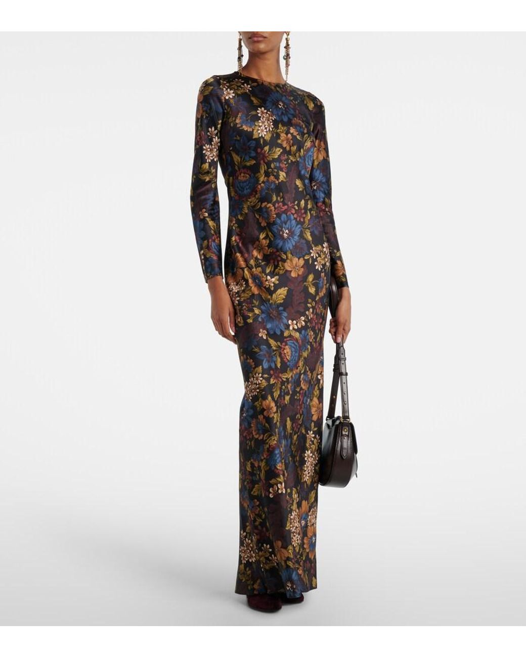 Veronica Beard Black Gemma Floral Silk-Blend Maxi Dress