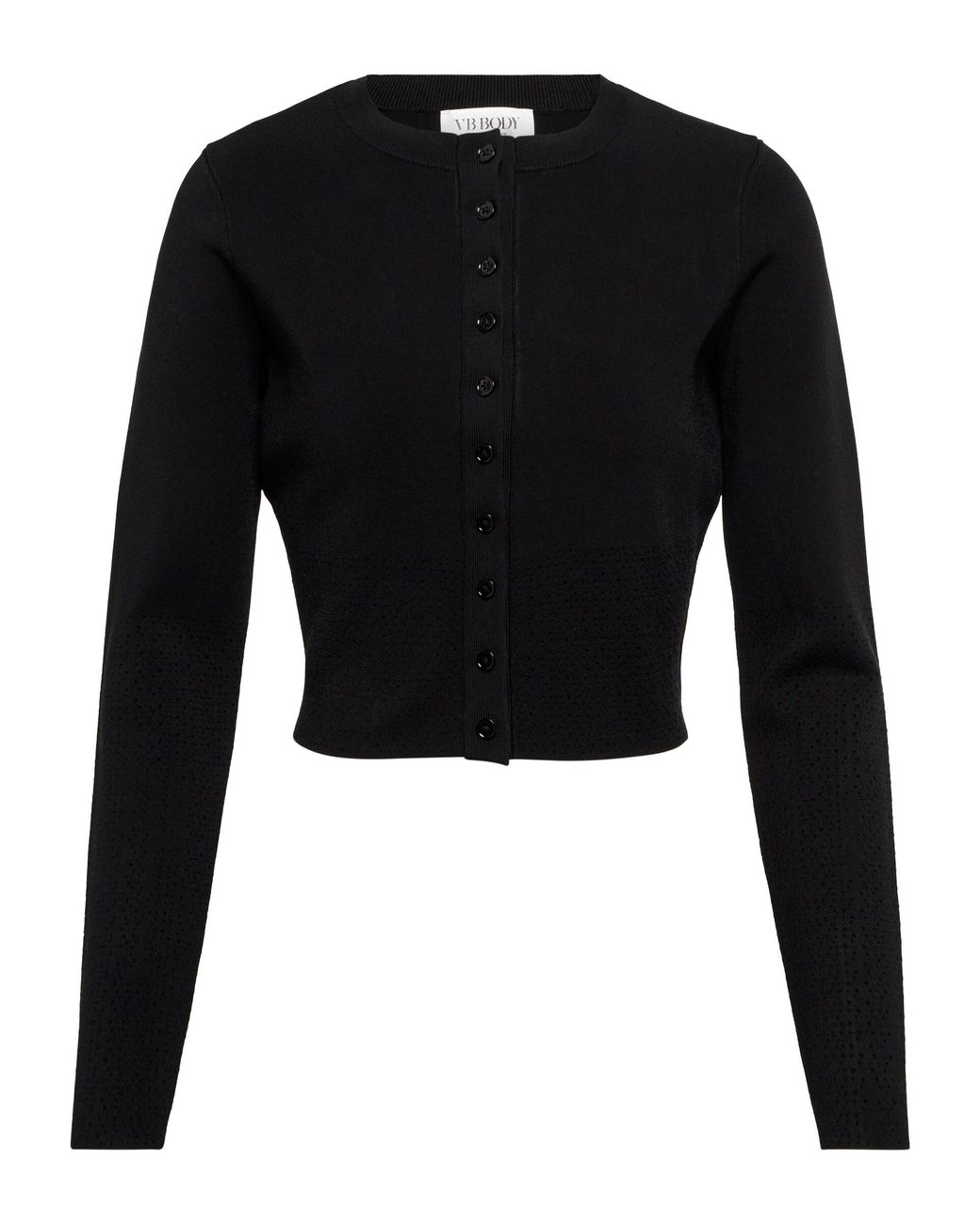 Victoria Beckham Cropped Knit Cardigan in Black | Lyst