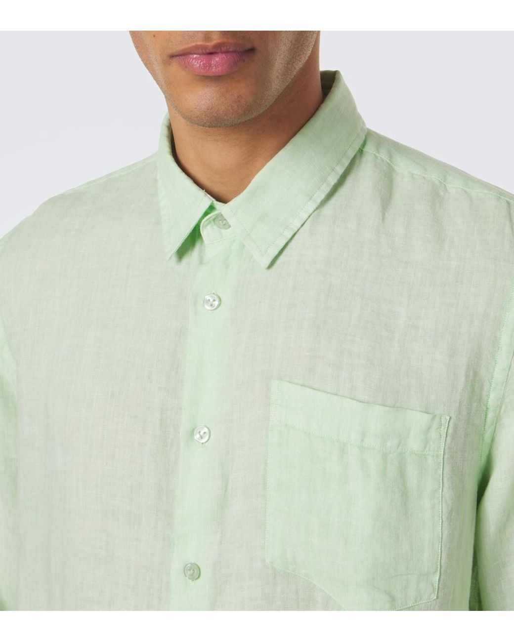 Vilebrequin Green Caroubis Linen Shirt for men