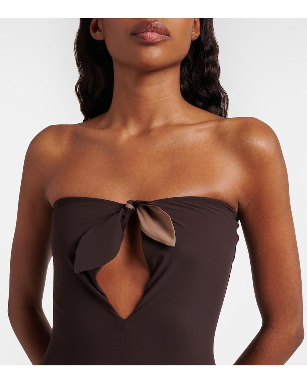 Saint Laurent Brown Cutout Swimsuit
