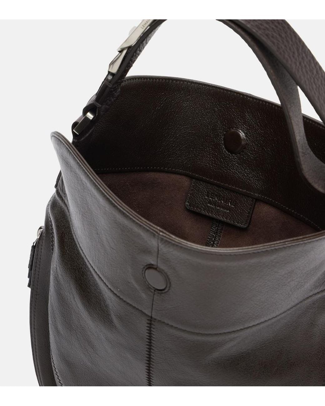 Lemaire Black Quiver Clip Medium Leather Shoulder Bag