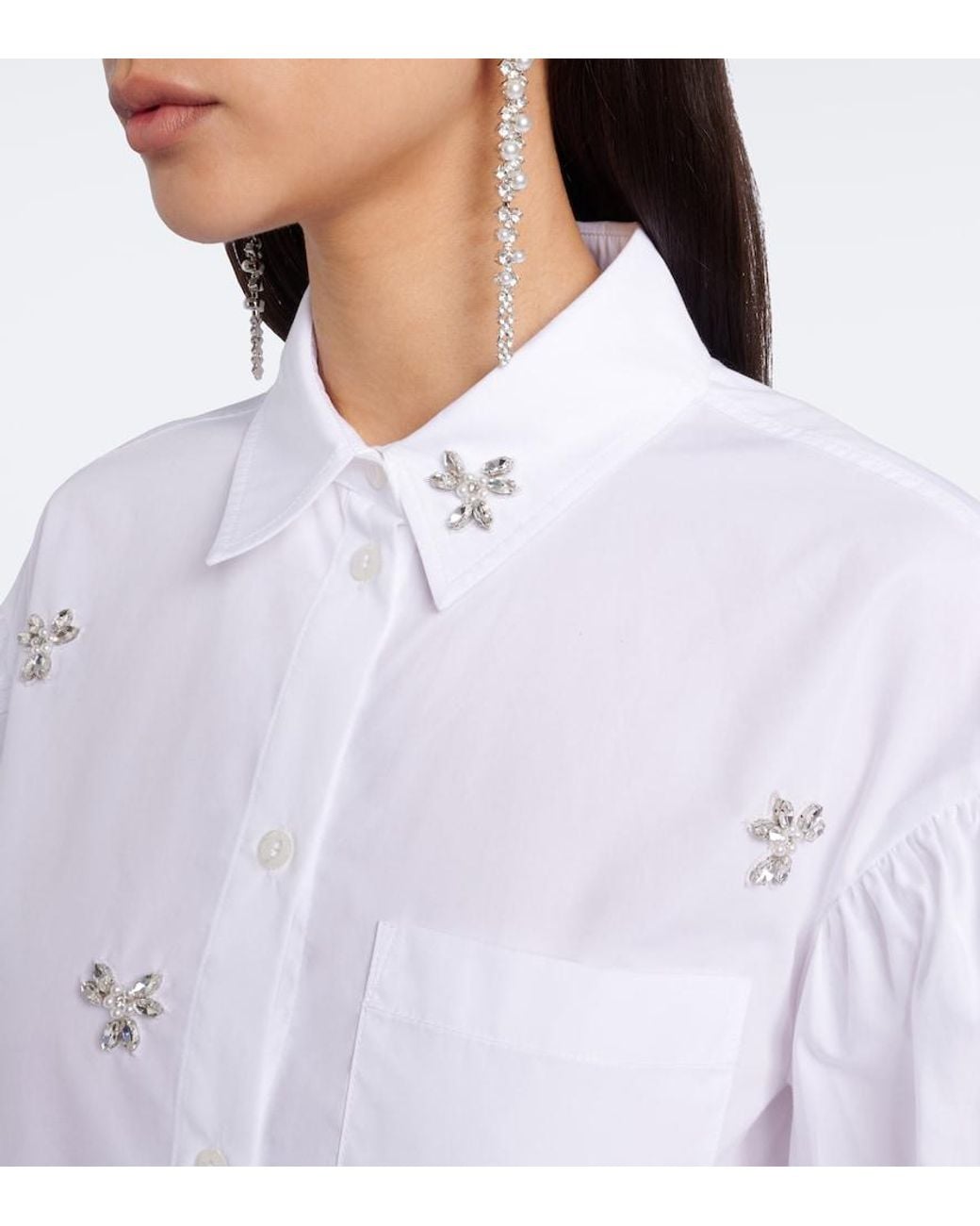 Simone Rocha White Embellished Cotton Poplin Shirt