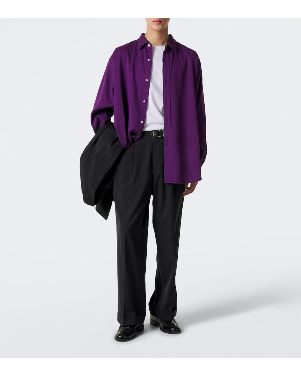 A.PRESSE Purple Cotton Twill Shirt for men