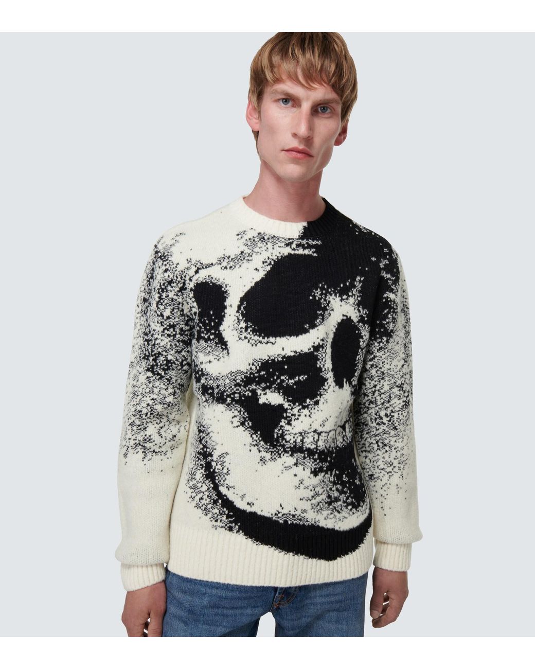 【送料&関税込】Alexander McQueen Crewneck Skull Sweater Men's Skull Sweater in Black | McQueen US