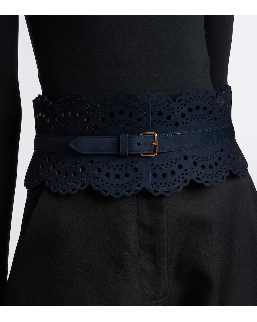 Alaïa Blue Leather Corset Belt