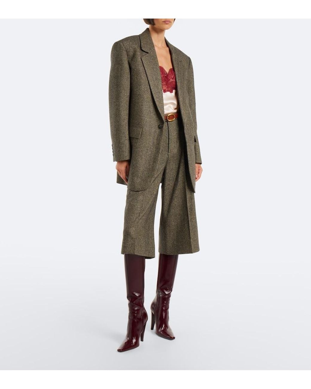 Saint Laurent Red 77 Leather Knee-High Boots