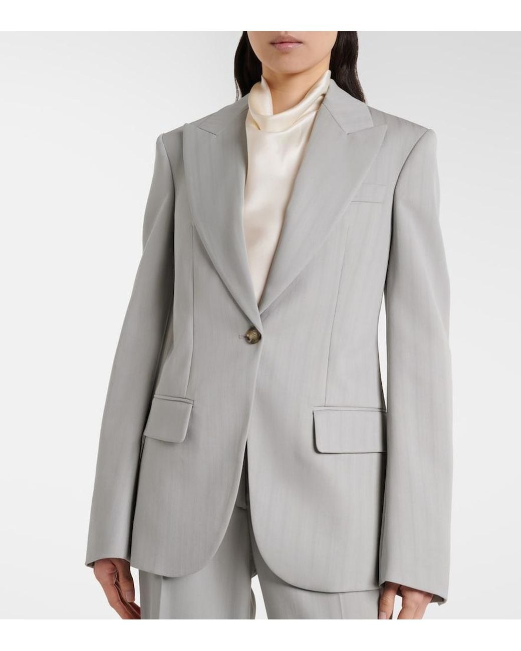 Stella McCartney Gray Striped Wool Blazer