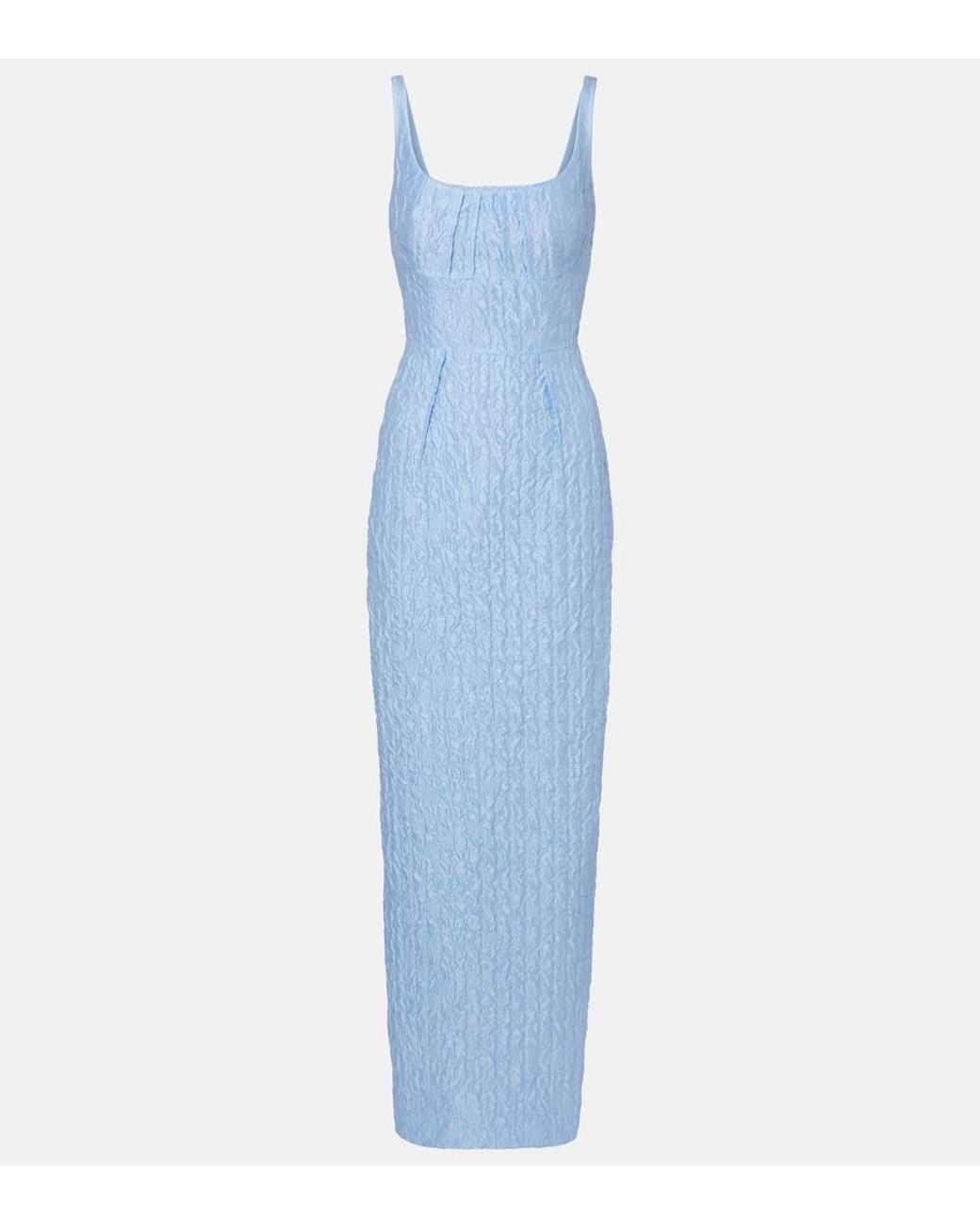 Emilia Wickstead Blue Sharon Seersucker Gown