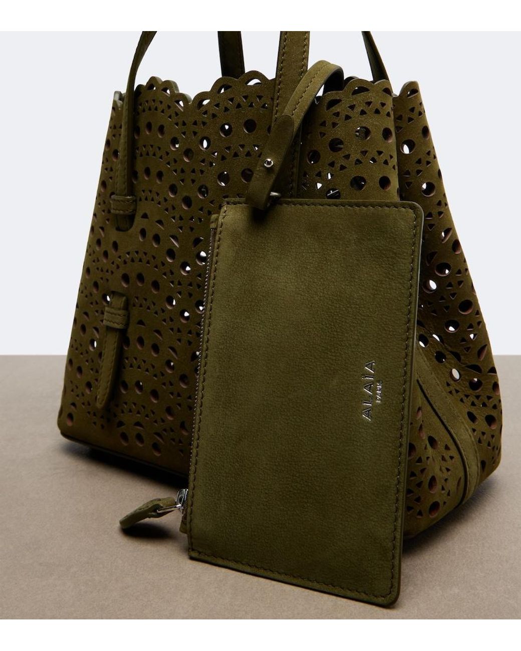 Alaïa Green Mina 20 Small Leather Top-Handle Bag