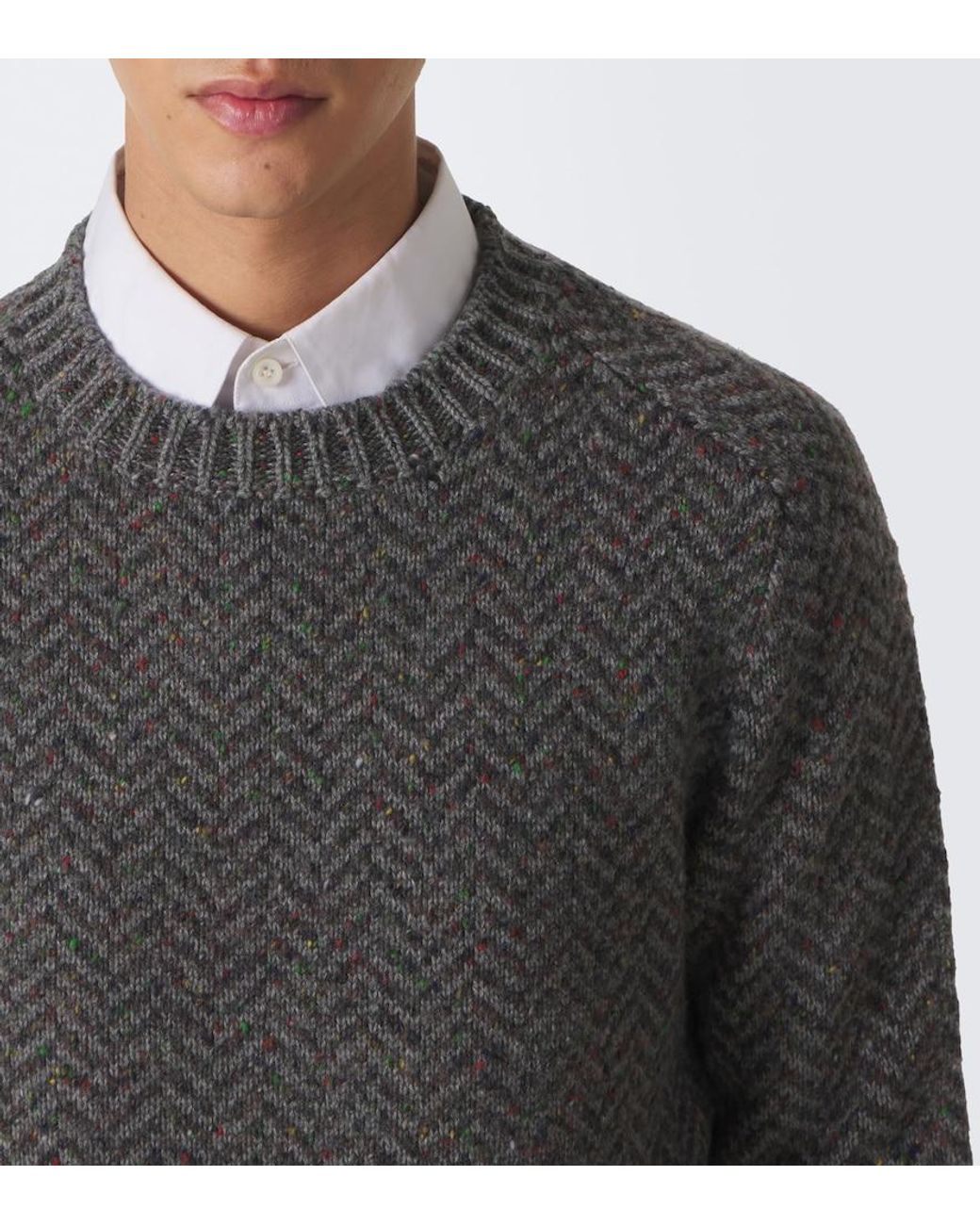Gabriela Hearst Gray Sermo Herringbone Cashmere Sweater for men
