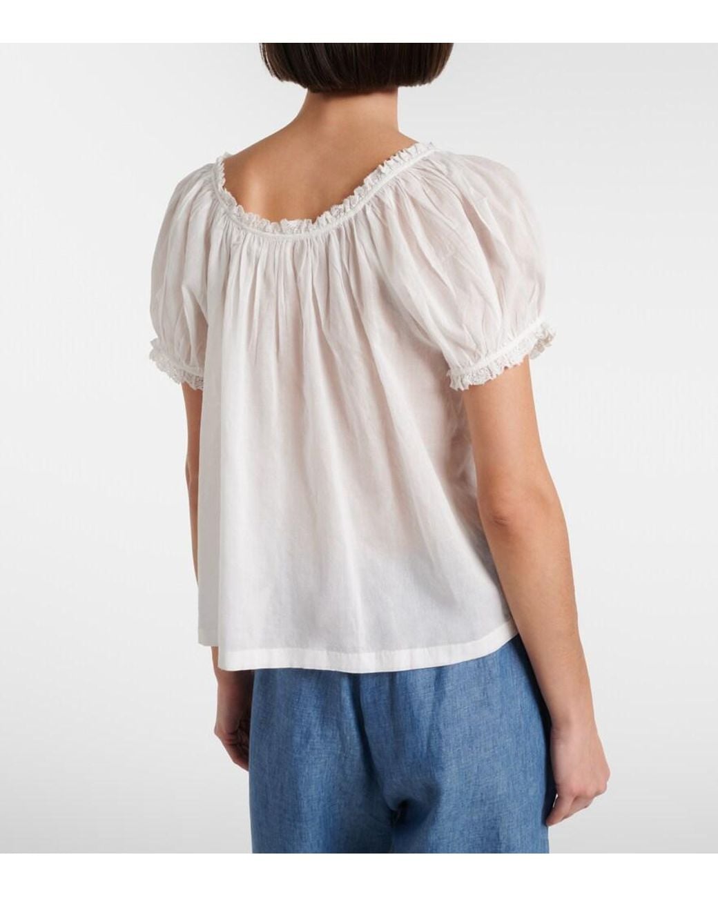 Doen White Frederica Cotton Voile Top