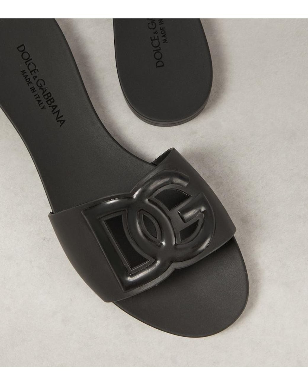 Dolce & Gabbana Black Leather Slides