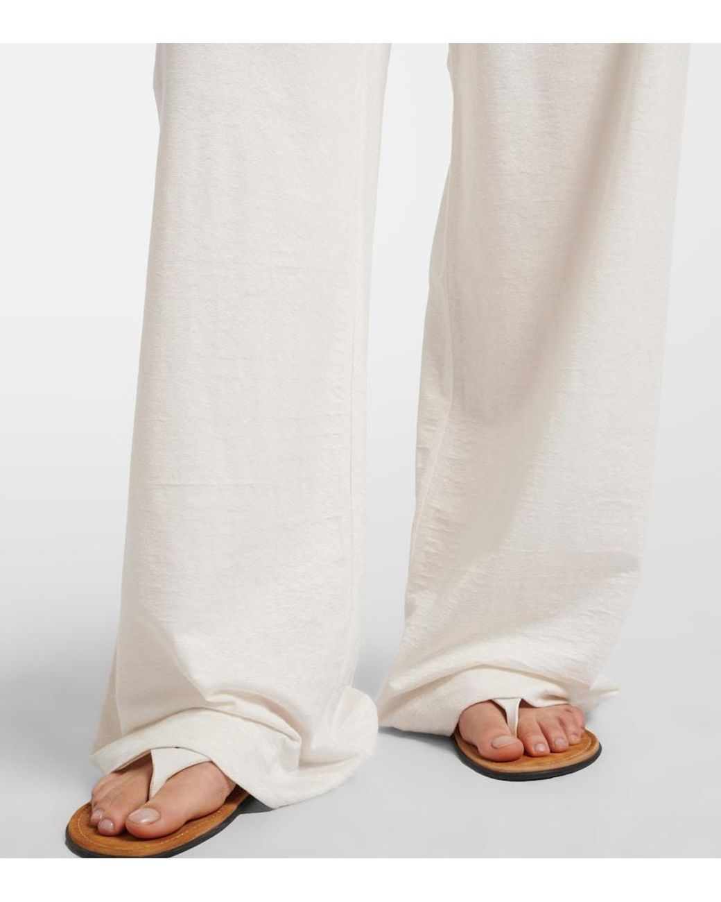 The Row White Faz Linen-Blend Wide-Leg Pants