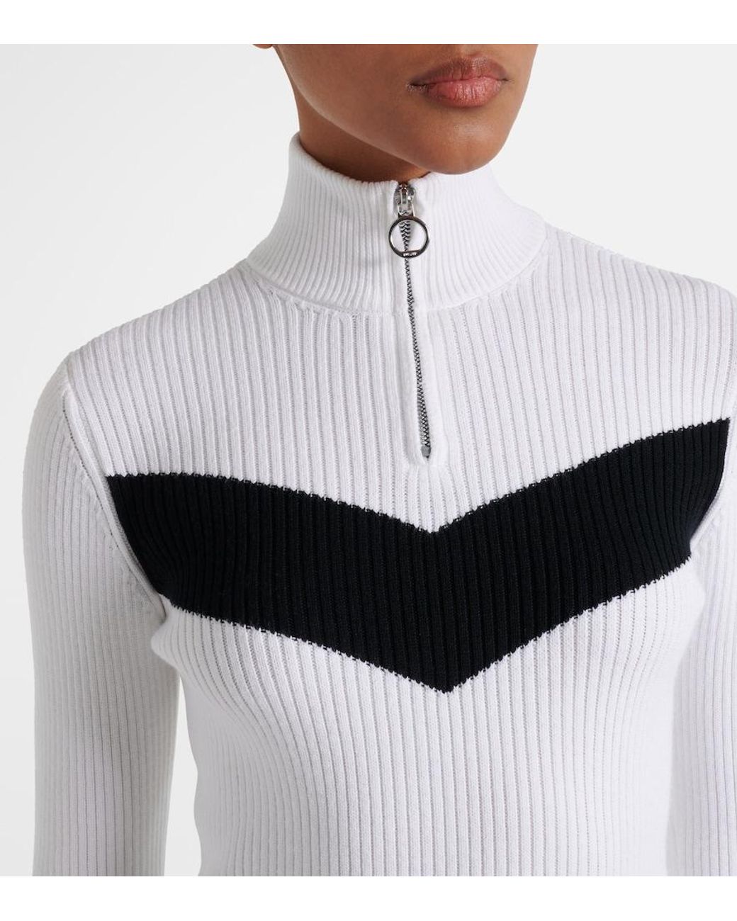 Fusalp White Andromede Ribbed-Knit Ski Top