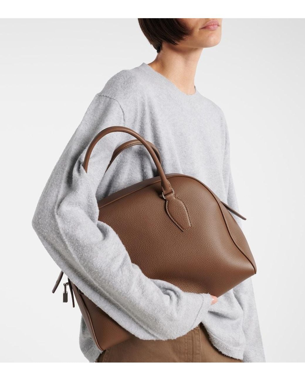 The Row Brown India 12 Medium Leather Tote Bag