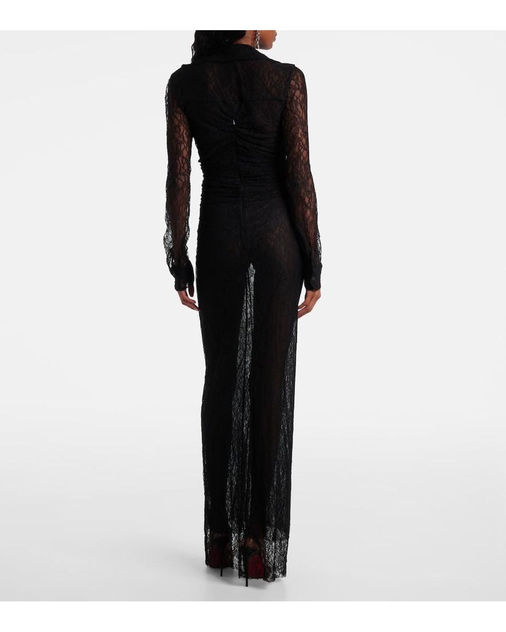 Christopher Esber Black Venus Sheer Lace Gown
