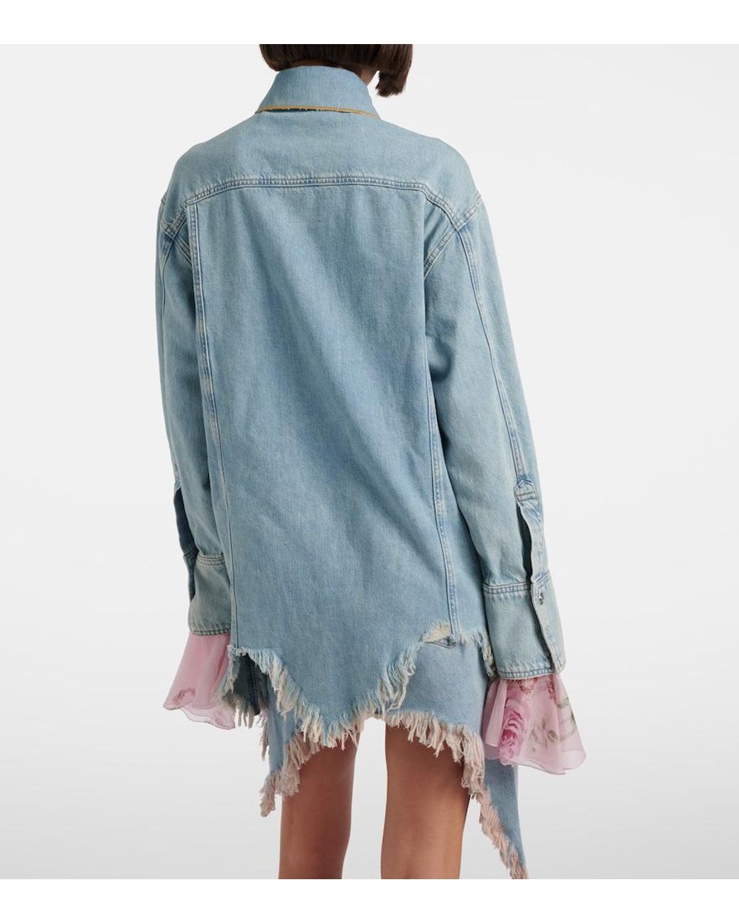 Blumarine Blue Asymmetric Distressed Denim Miniskirt