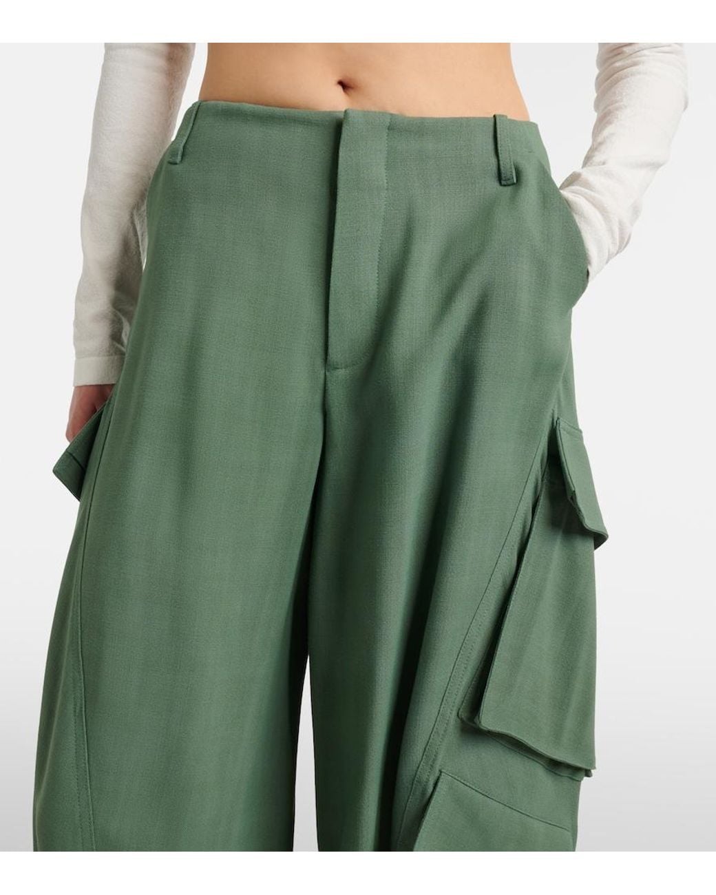 Alaïa Green Mid-Rise Cargo Pants