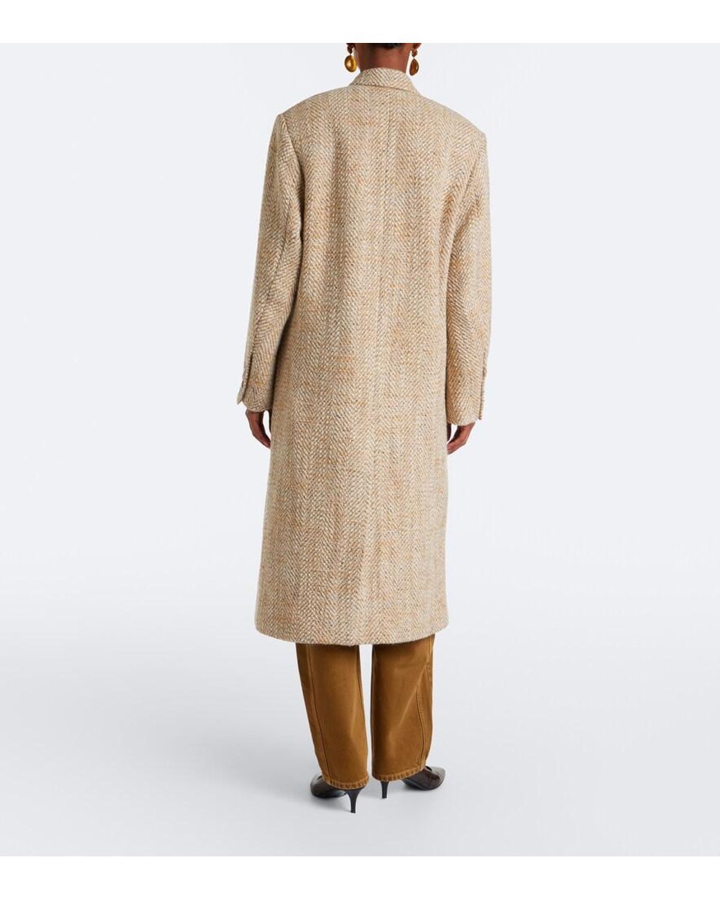 Isabel Marant Natural Pilda Herringbone Double-Breasted Coat
