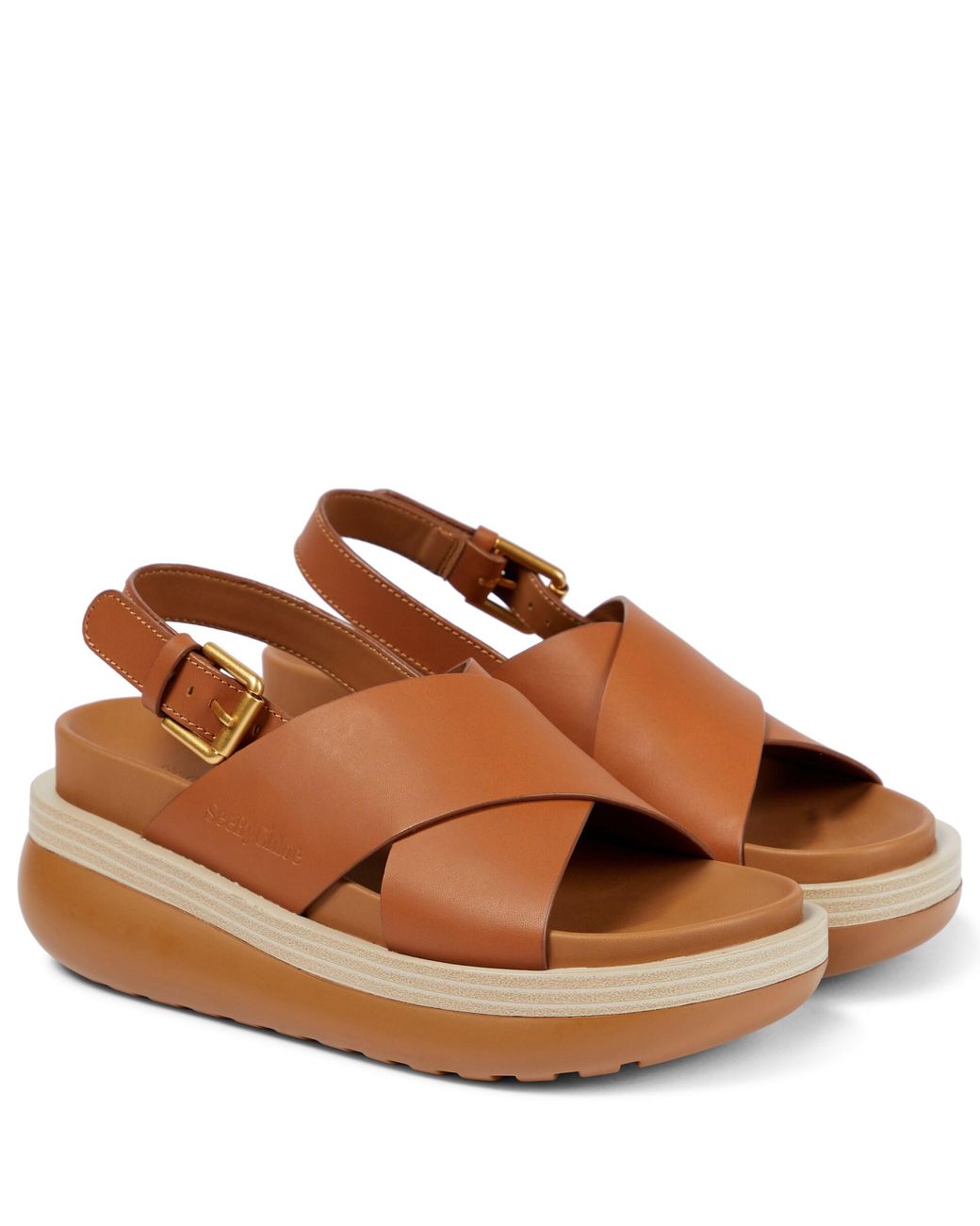 See By Chloé Cicily Leather Slingback Sandals in Brown | Lyst