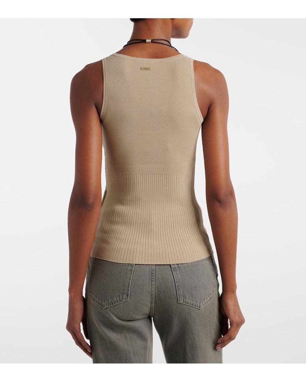 Max Mara Natural Ribbed-Knit Tank Top