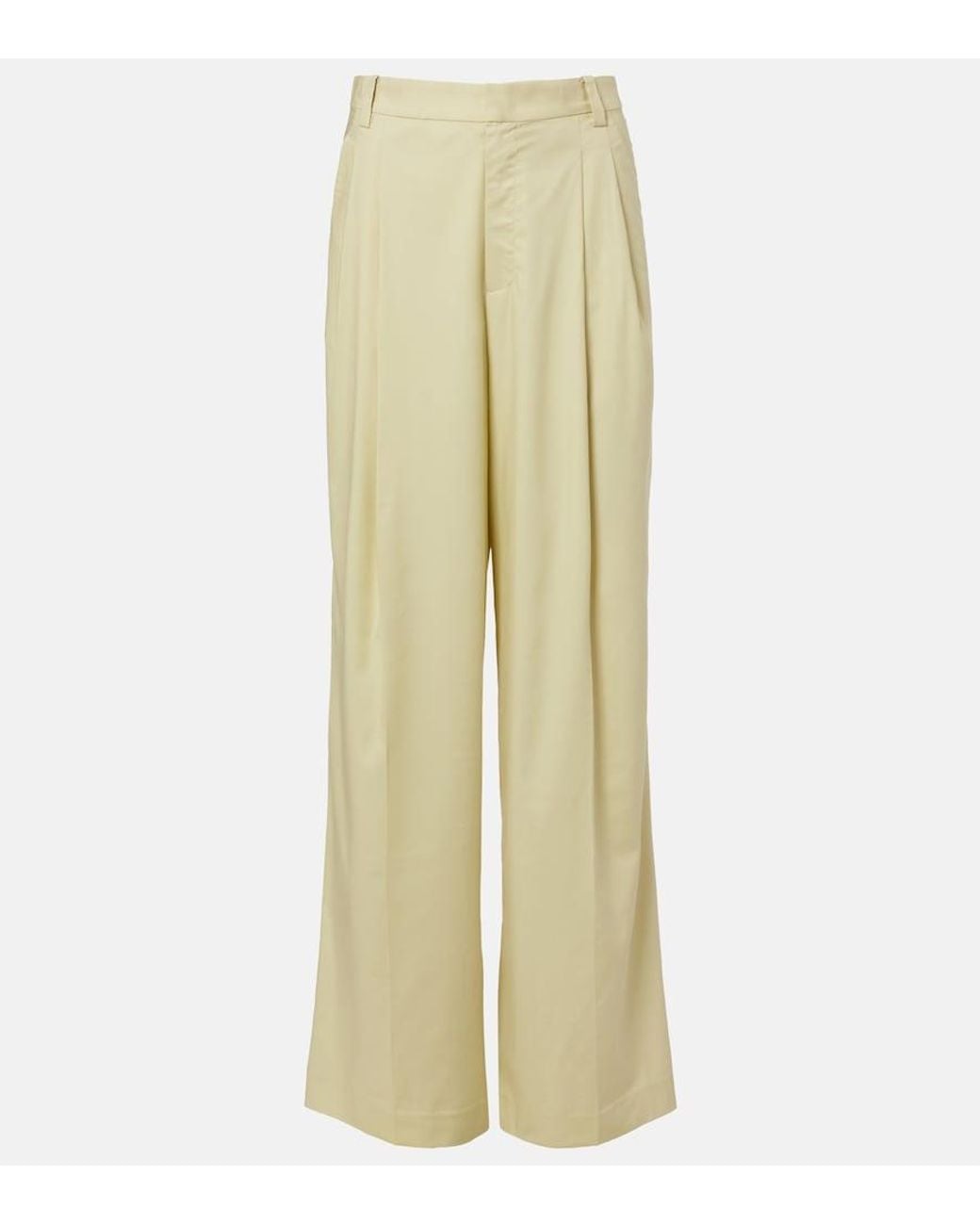 AYA MUSE Yellow Olena Pleated Wide-Leg Pants