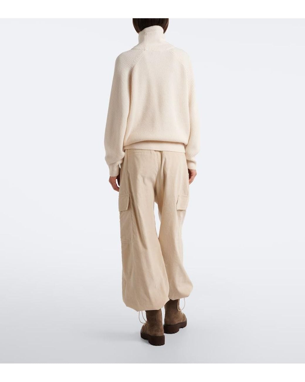 Brunello Cucinelli Natural Monili Cotton-Blend Corduroy Wide-Leg Pants