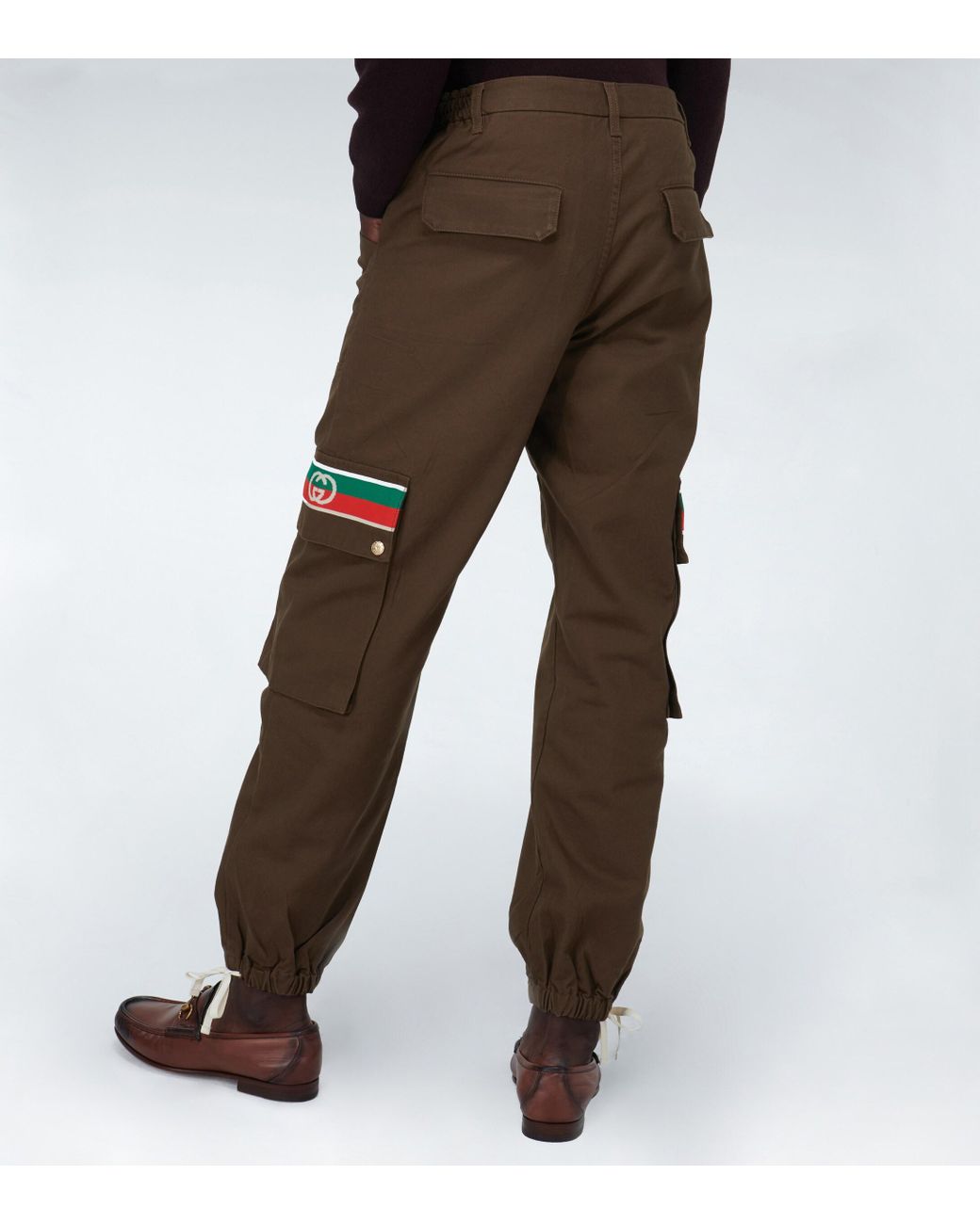 Pantalon cargo rayé à G entrelacés Gucci pour homme en coloris Marron | Lyst