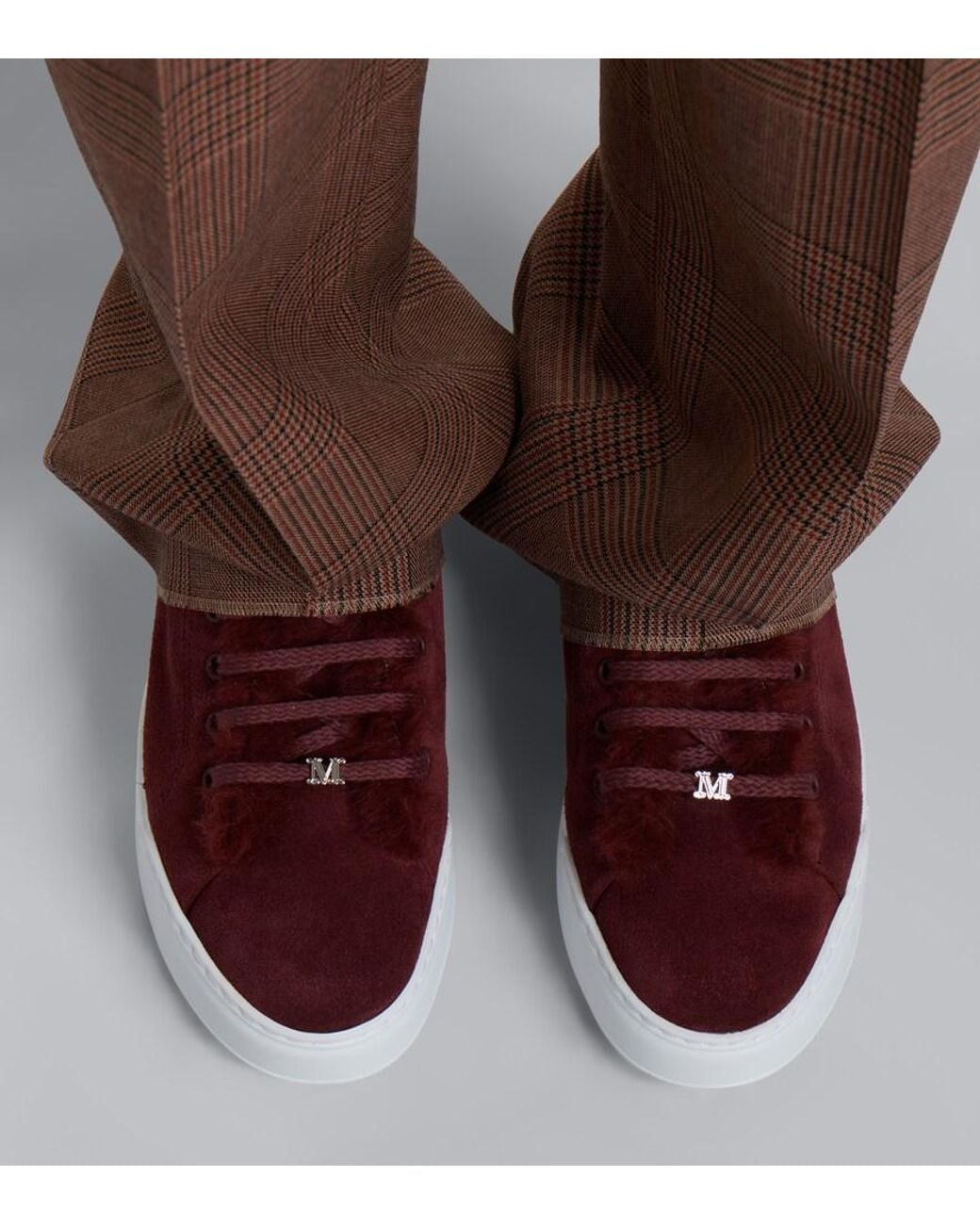 Max Mara Red Shearling-Lined Suede Sneakers