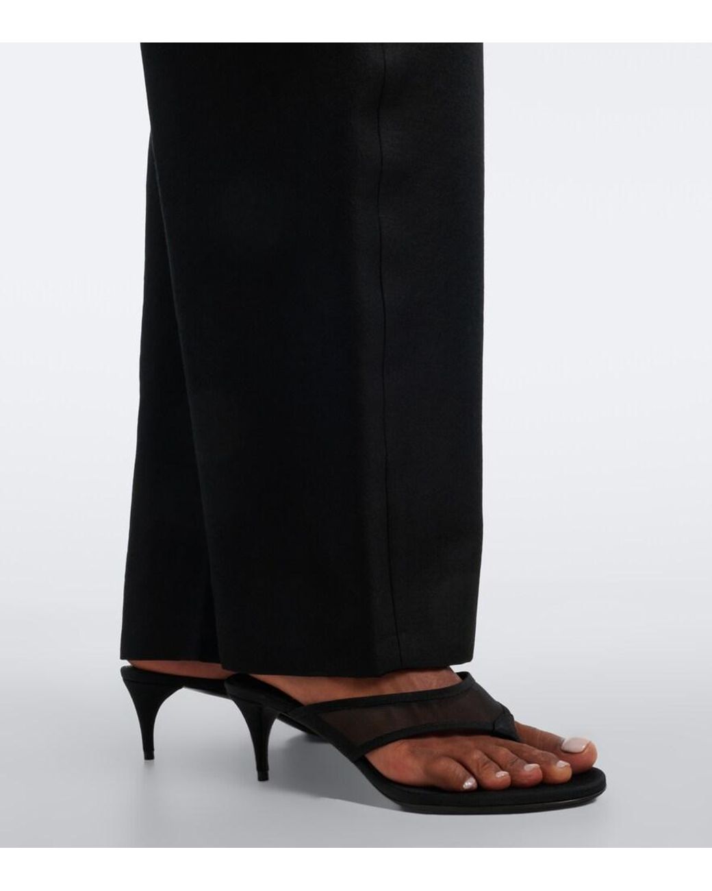 Alaïa Black Mesh Thong Sandals