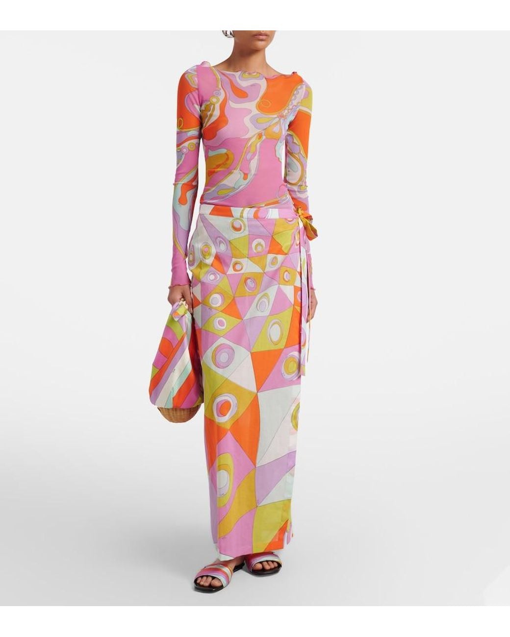 Emilio Pucci Pink Orchidee Sheer Tulle Top