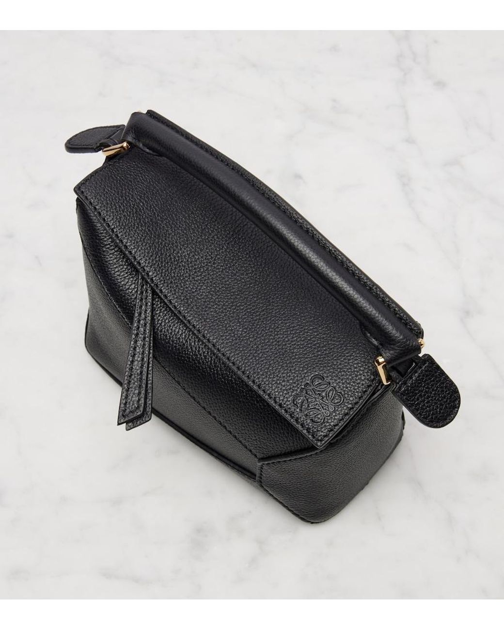Loewe Black Puzzle Edge Mini Leather Top-Handle Bag