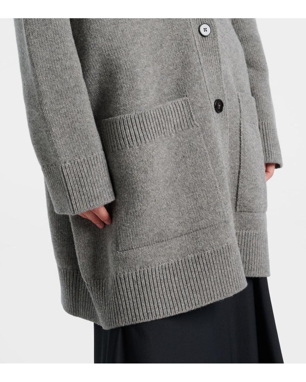 Jil Sander Gray Wool, Cotton, And Cashmere-Blend Cardigan