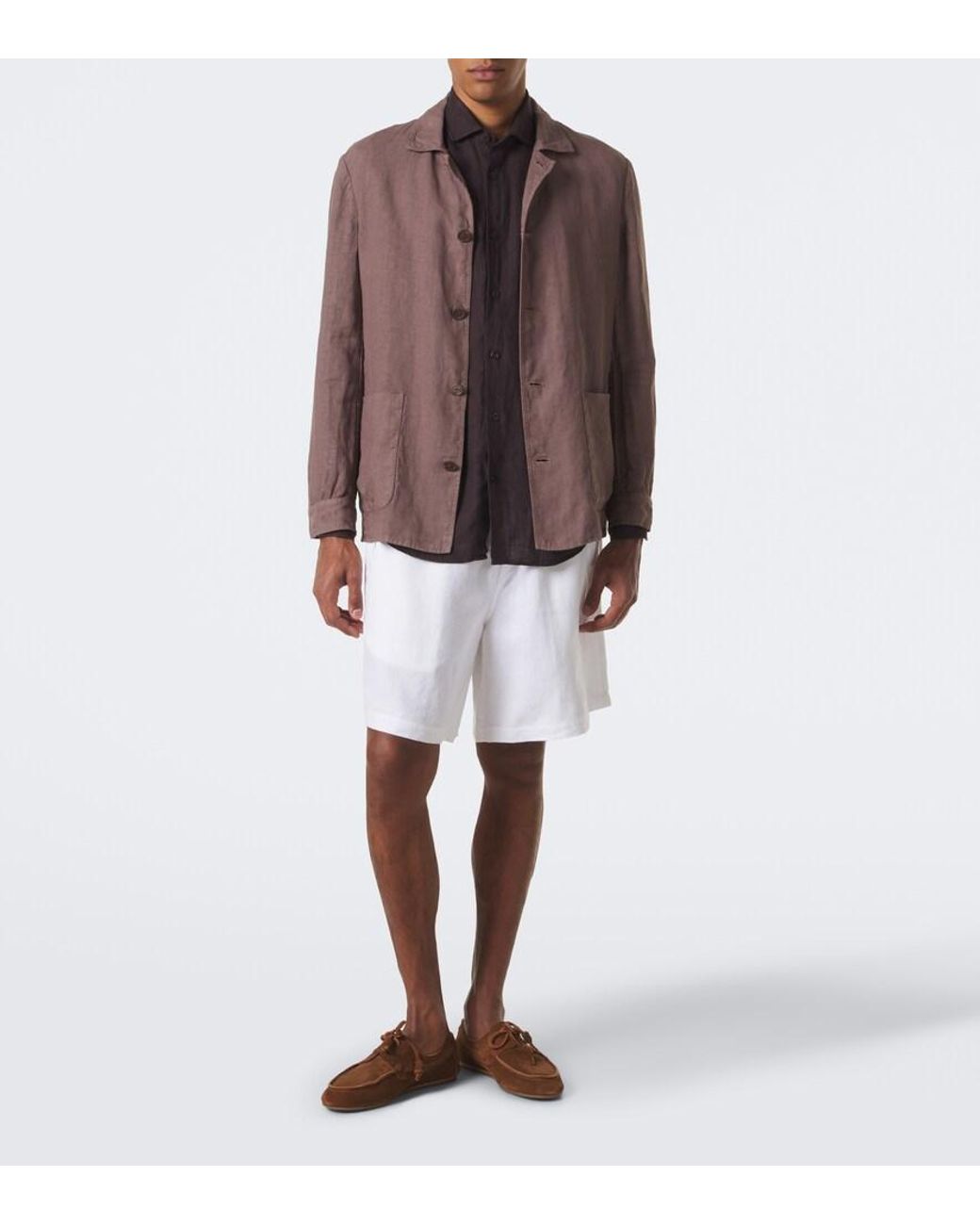 Fedeli Brown Linen Shirt for men