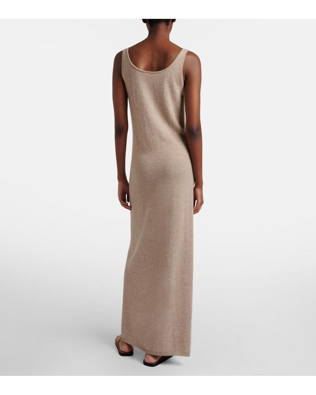 The Row Natural Nareen Knitted Cashmere Maxi Dress