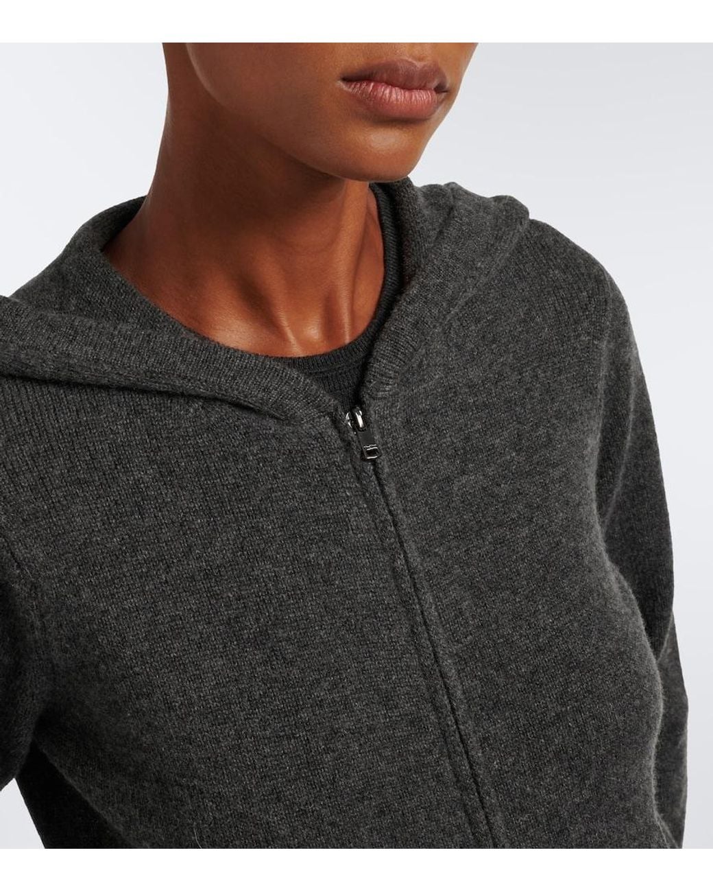 Max Mara Gray Cashmere Zip-Up Hoodie