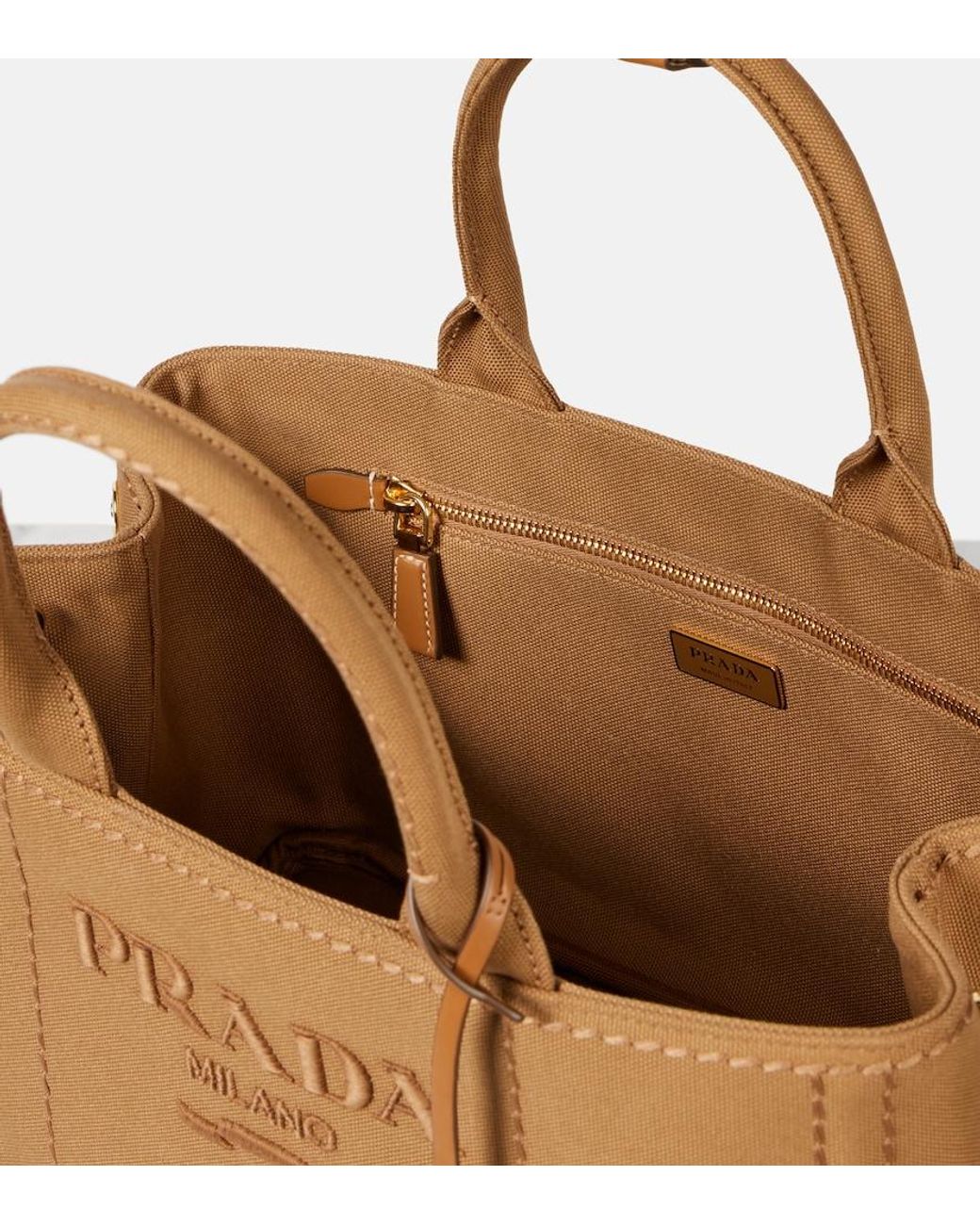 Prada Brown Jardiniere Medium Canvas Tote Bag
