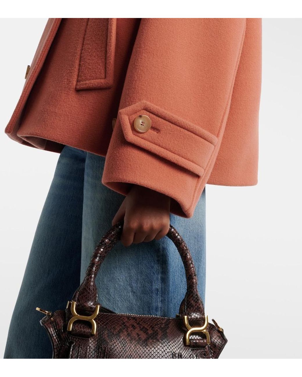Chloé Orange Oversized Wool-Blend Peacoat