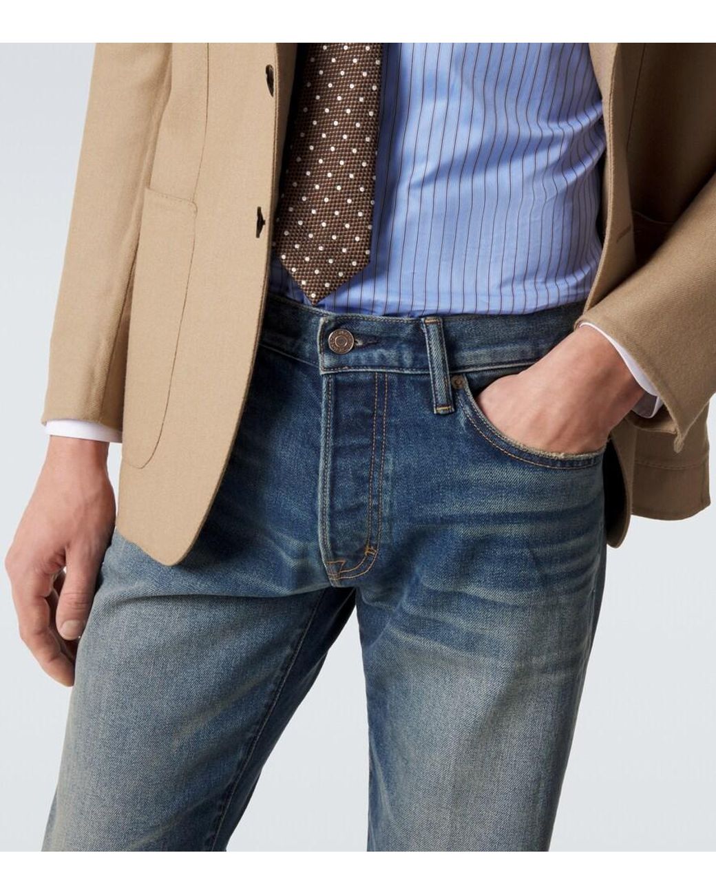 Tom Ford Blue Faded Straight Jeans for men