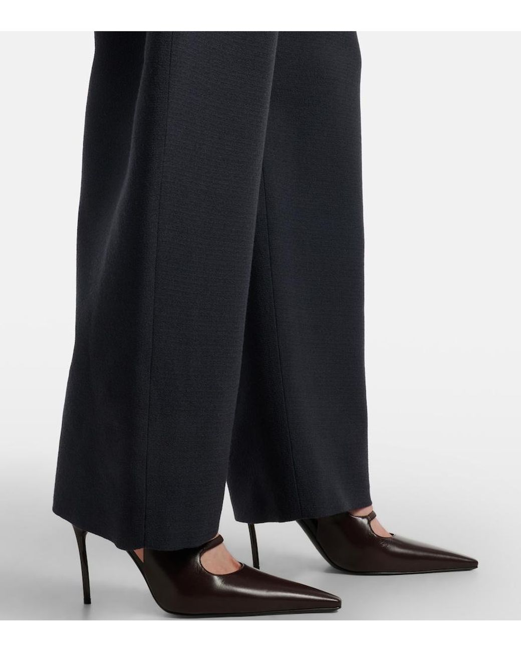 Alaïa Blue Wool Crepe Barrel-Leg Pants