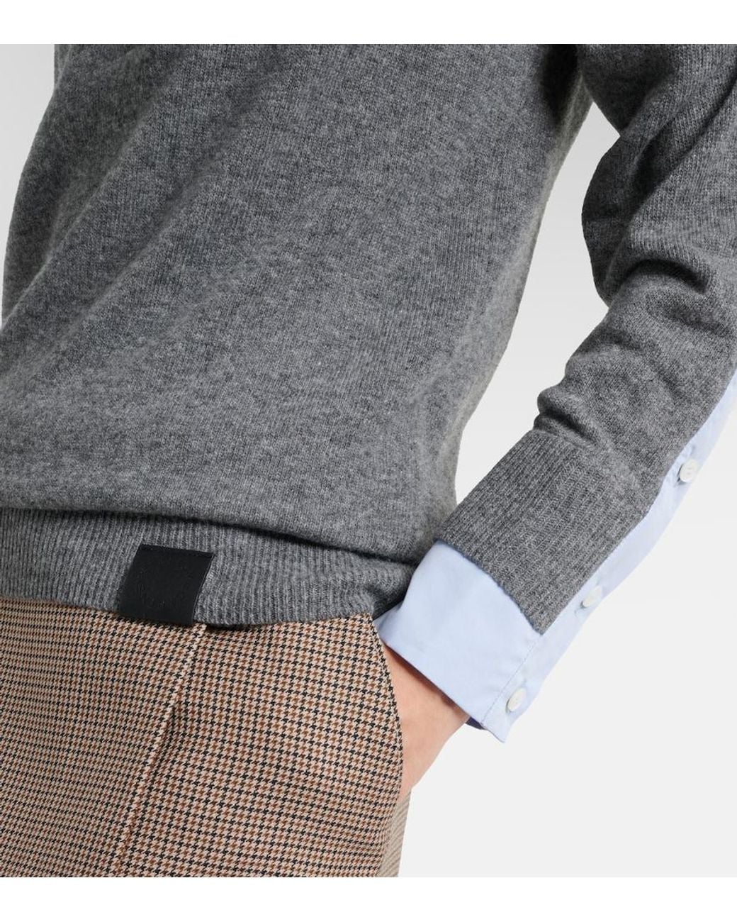 Stella McCartney Gray Layered Virgin Wool Polo Sweater