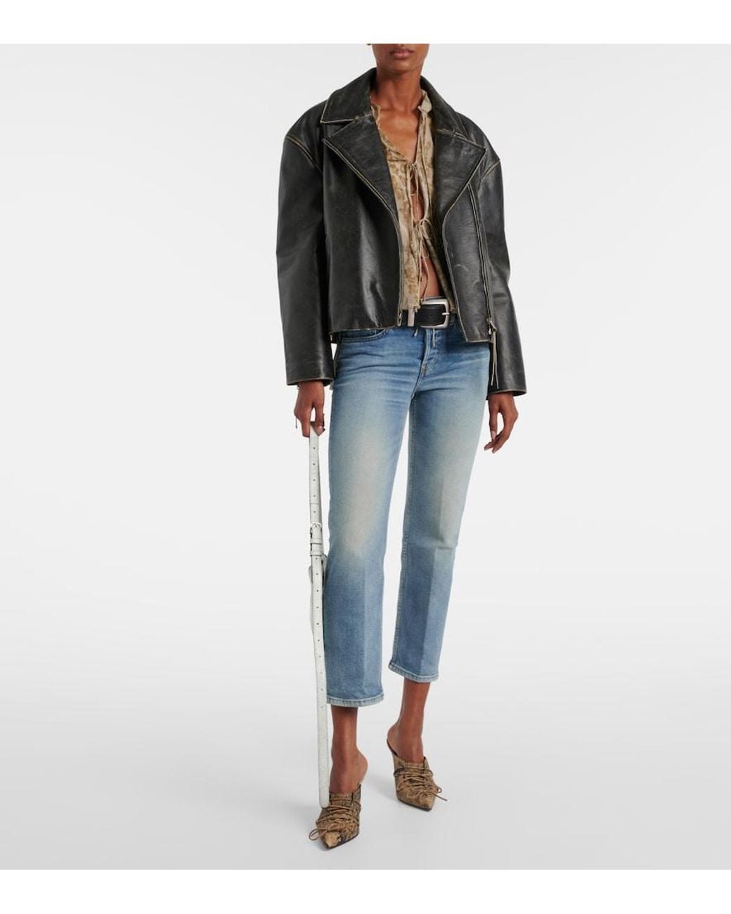 Re/done Blue Mid Rise Stove Pipe Straight Jeans