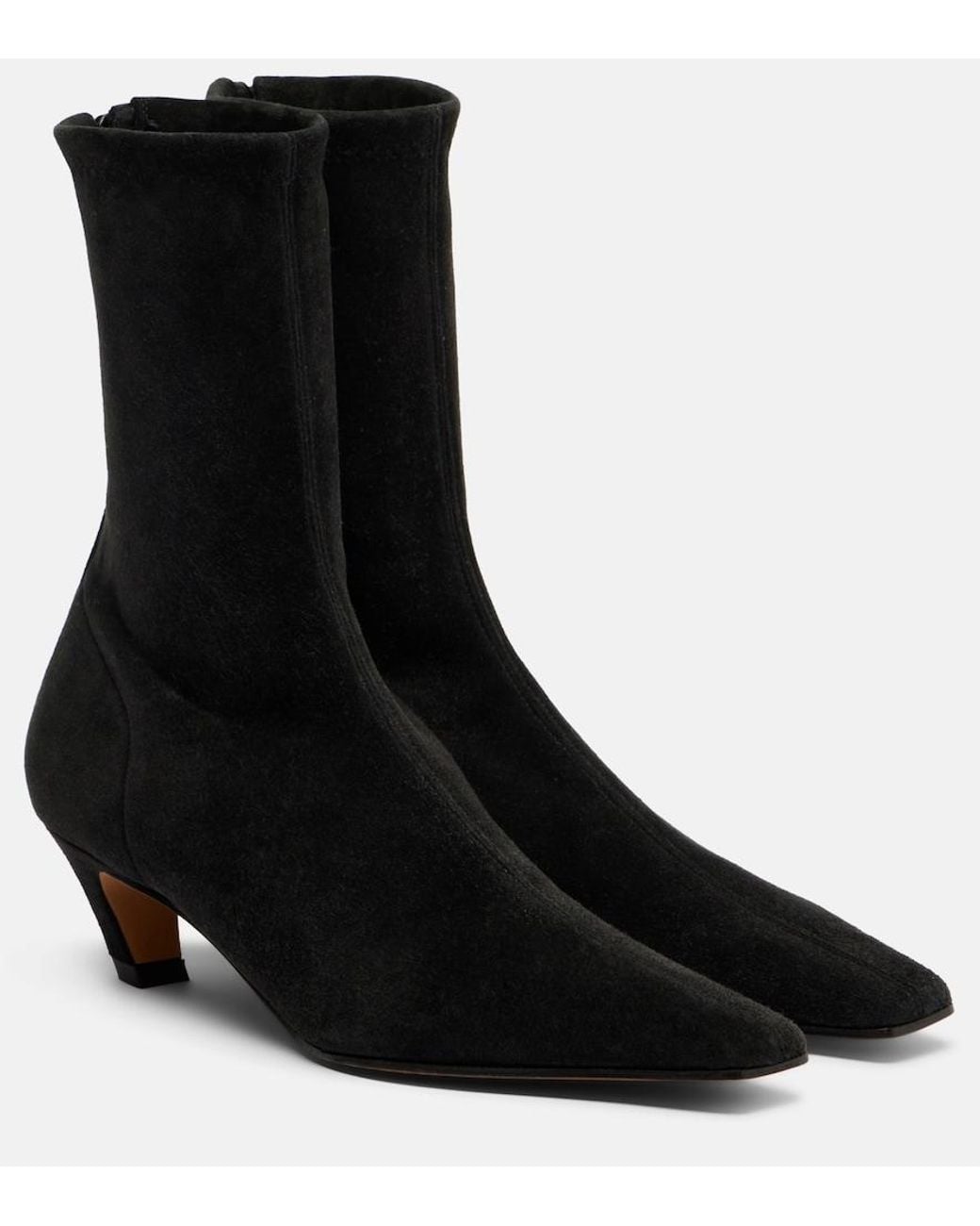 Khaite Black Arizona Suede Ankle Boots