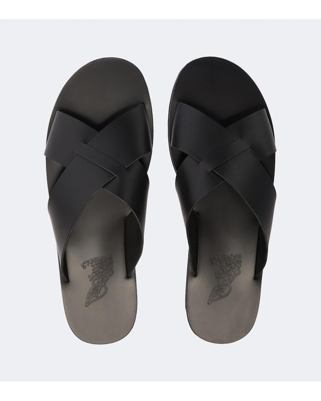 Ancient Greek Sandals Black Bios Leather Sandals for men