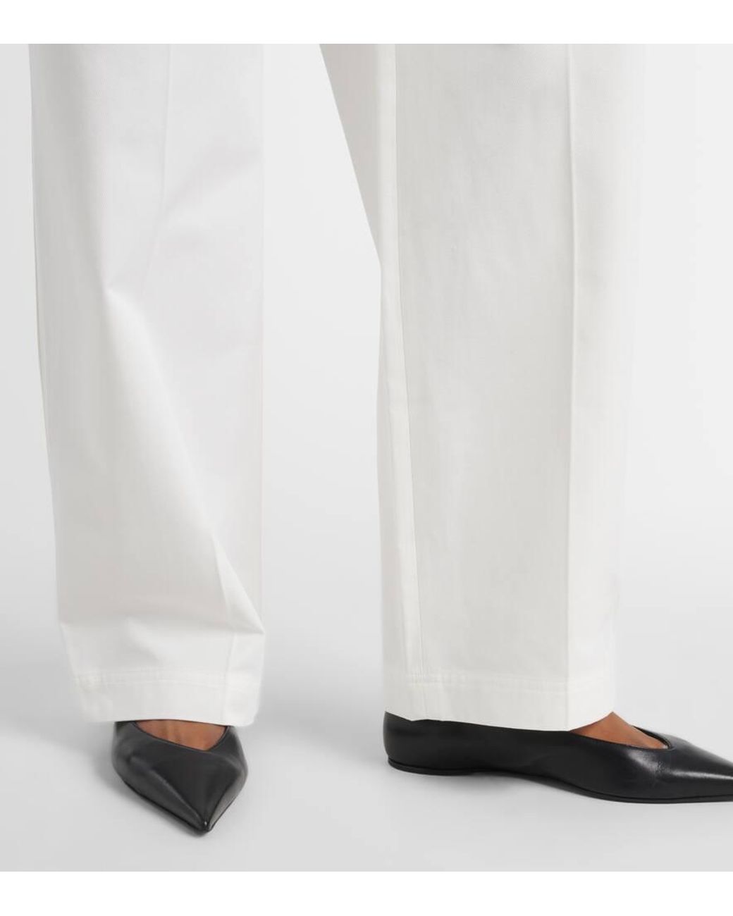 Totême  White Weite High-Rise-Hose Aus Baumwoll-Twill