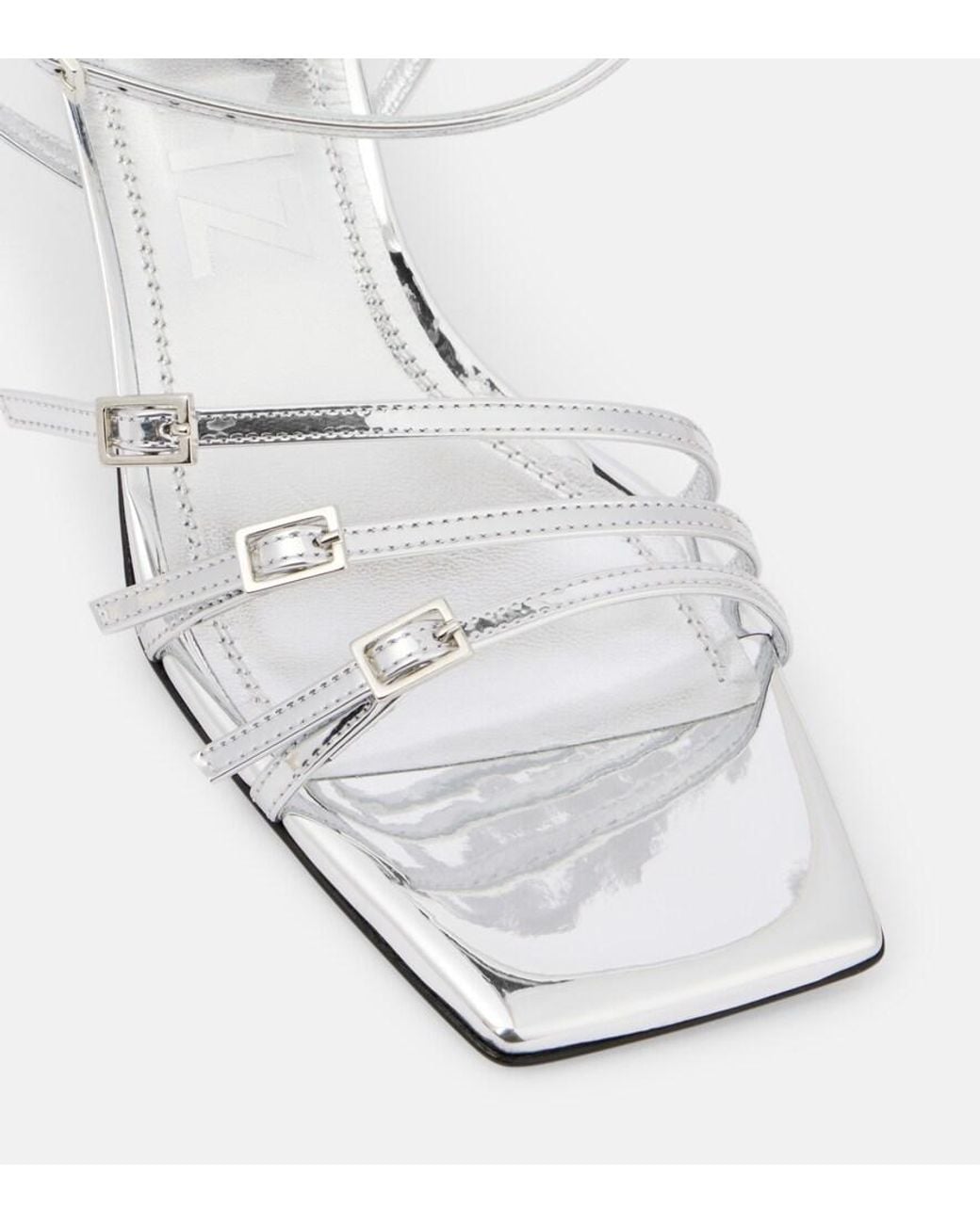 Souliers Martinez White Teresa 60 Metallic Leather Sandals