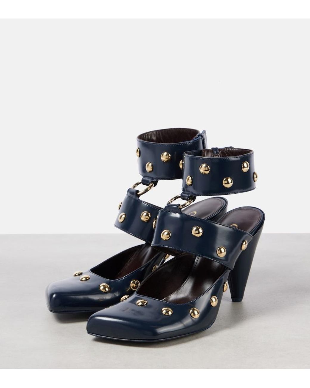 Chloé Blue Jade Studded Leather Pumps
