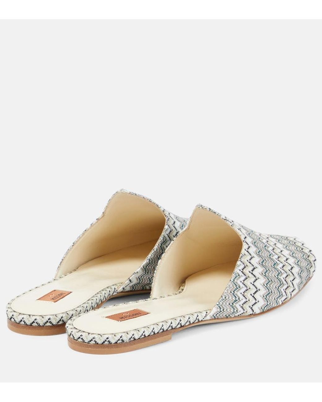 Missoni White Zig Zag Canvas Mules