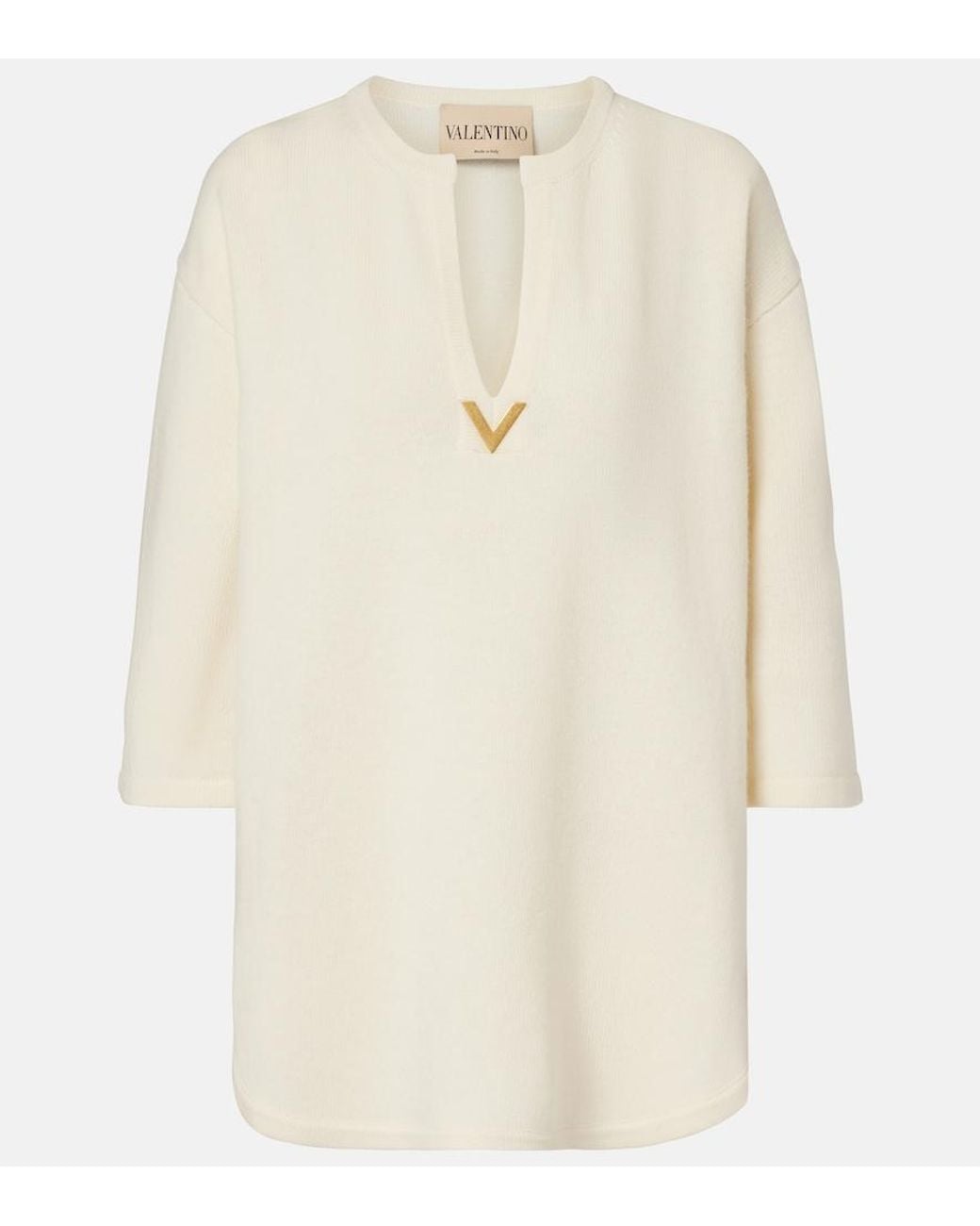 Valentino White Vgold Virgin Wool Sweater